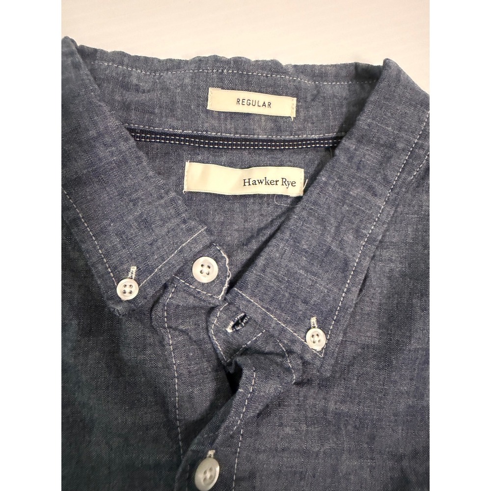 Hawker Rye Mens XL Blue Chambray Short Sleeve Button Down Shirt Regular Fit